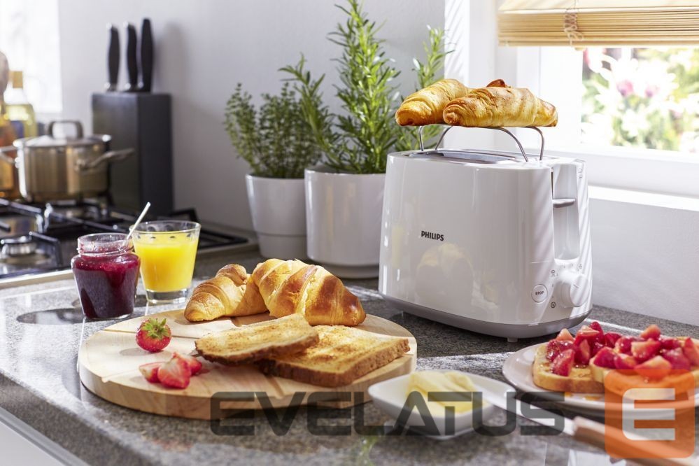 Tosters Philips Toaster HD2581/00 Daily Collection Power 760-900 W, Number of slots 2, Housing material Plastic, White