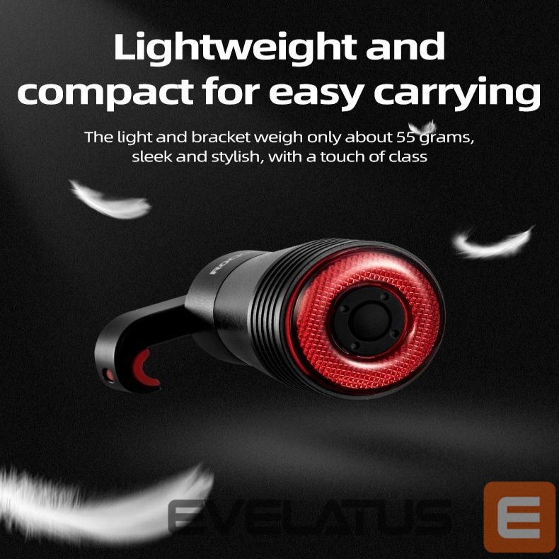 Piederums velosipēdiem Rockbros Rockbros Q5 Rear Bike Light with Intelligent Stop System - Black