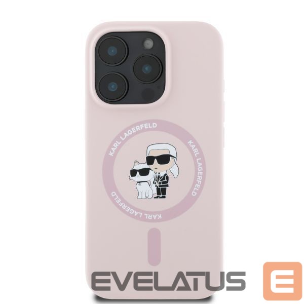 Aizmugurējais vāciņš Karl Lagerfeld Karl Lagerfeld Silicone Karl&Choupette Heads MagSafe Case for iPhone 16 Pro Max - Pink