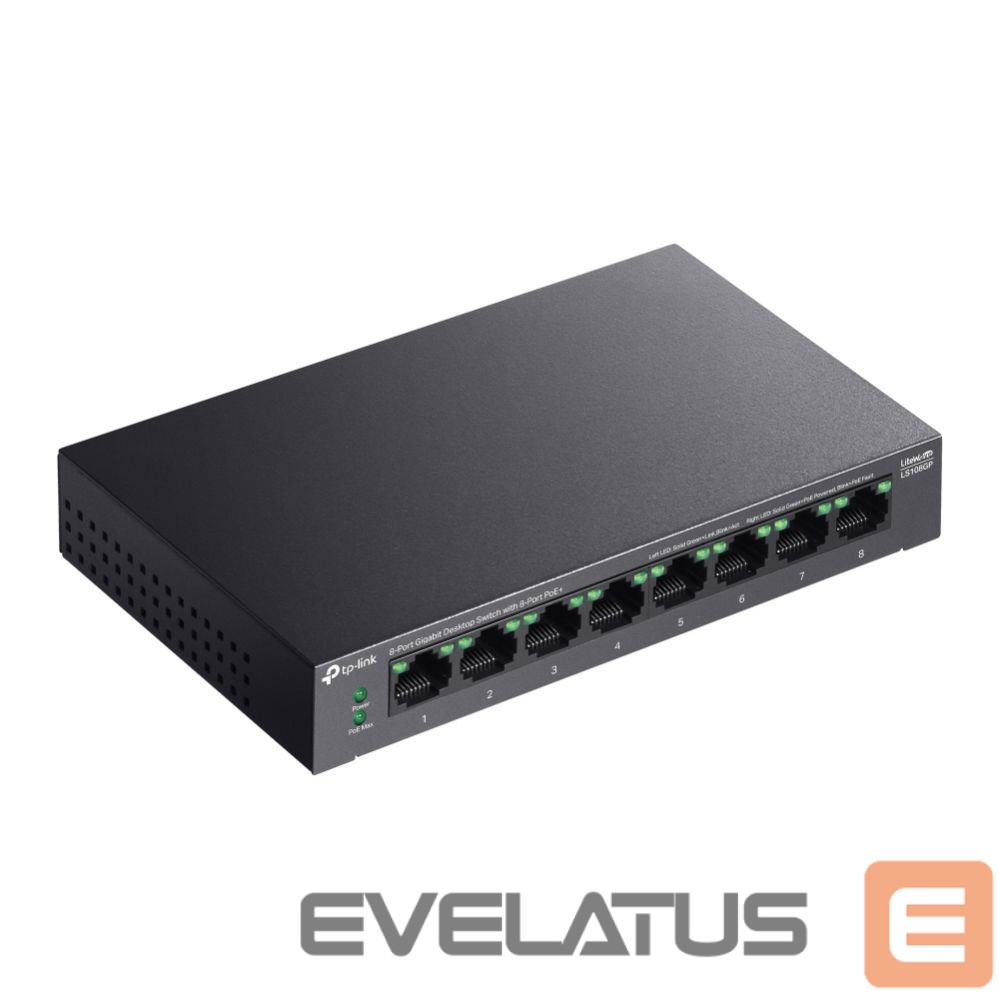 Nevadāms centrmezgls TP-Link NET SWITCH 8PORT 8POE+/LS108GP