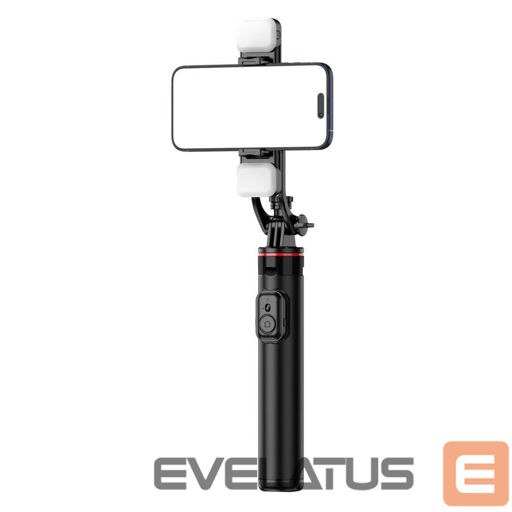 Foto un video aksesuārs Hurtel Selfie stick WC12YDS 1.3m aluminum alloy telescopic tripod with dual lamp and phone holder - black