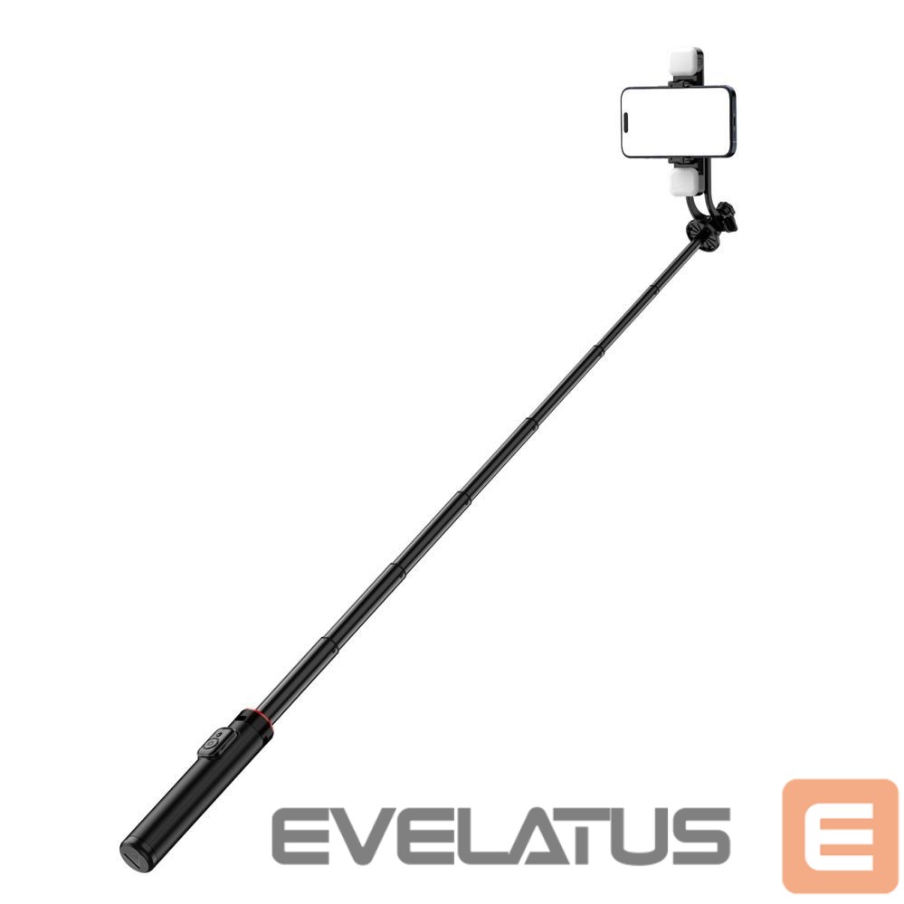 Foto un video aksesuārs Hurtel Selfie stick WC12YDS 1.3m aluminum alloy telescopic tripod with dual lamp and phone holder - black
