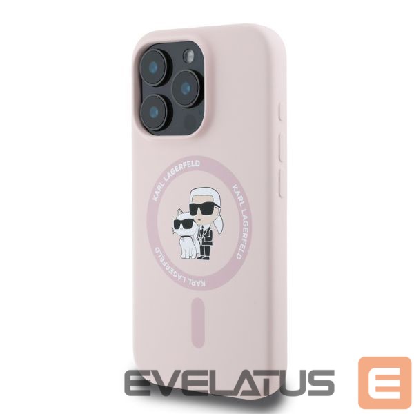 Aizmugurējais vāciņš Karl Lagerfeld Karl Lagerfeld Silicone Karl&Choupette Heads MagSafe Case for iPhone 16 Pro Max - Pink