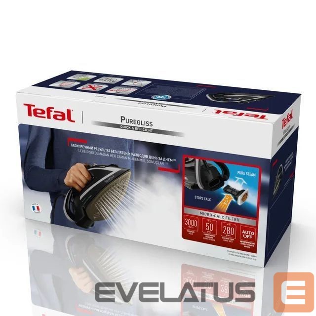 Glūdeklis TEFAL FV8062 Puregliss Iron , Black/Grey |
