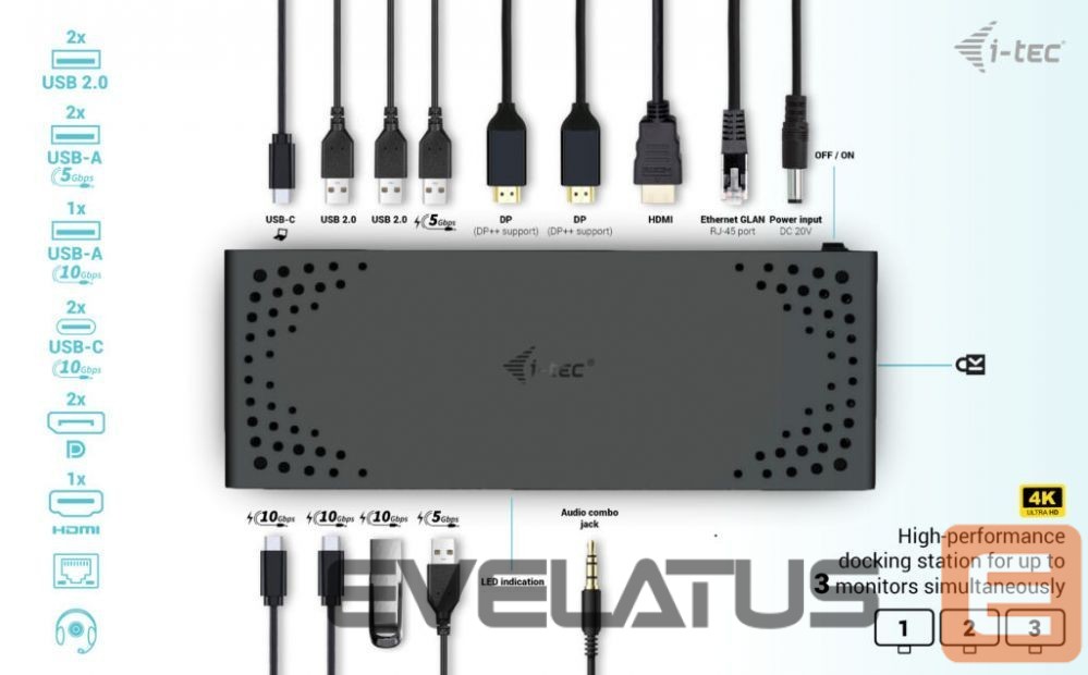 Datortehnikas aksesuāri I-TEC I-TEC USB-C Tripledock PD 100W