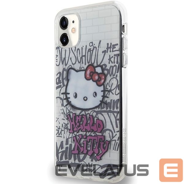 Aizmugurējais vāciņš Hello Kitty Hello Kitty IML Kitty On Bricks Graffiti case for iPhone 11 / Xr - white