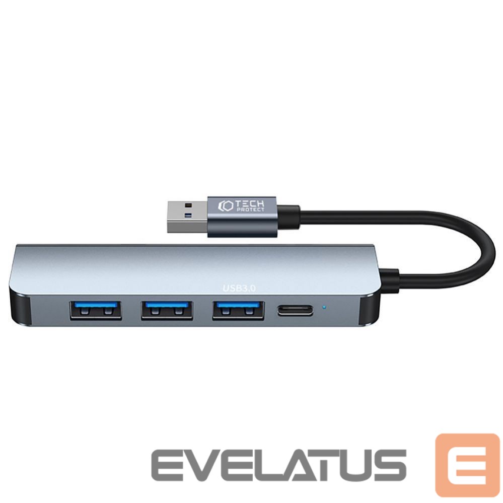 Cita datorprece Tech-Protect HUB Tech-Protect V0 5in1 USB-A - USB-A 3.0 / 3x USB-A 2.0 / USB-C - gray