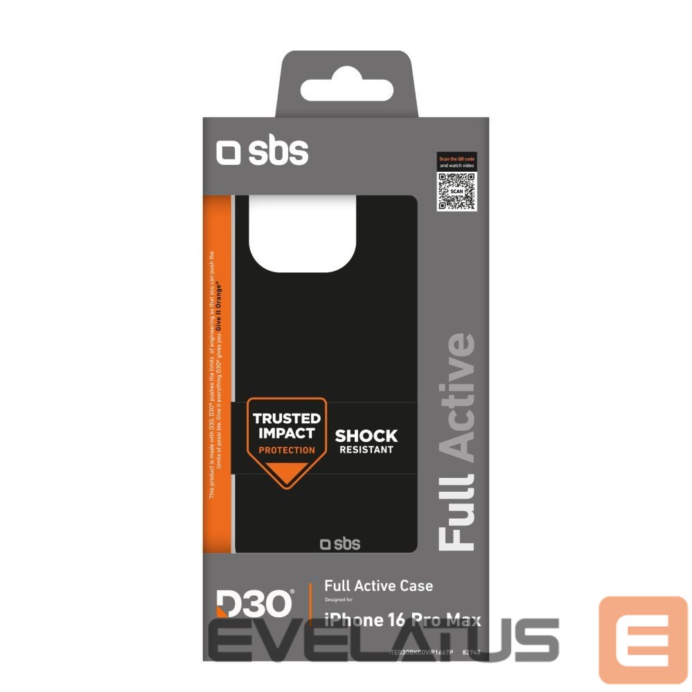 Aizmugurējais vāciņš SBS SBS Full Active D3O Case for iPhone 16 Pro Max - Black