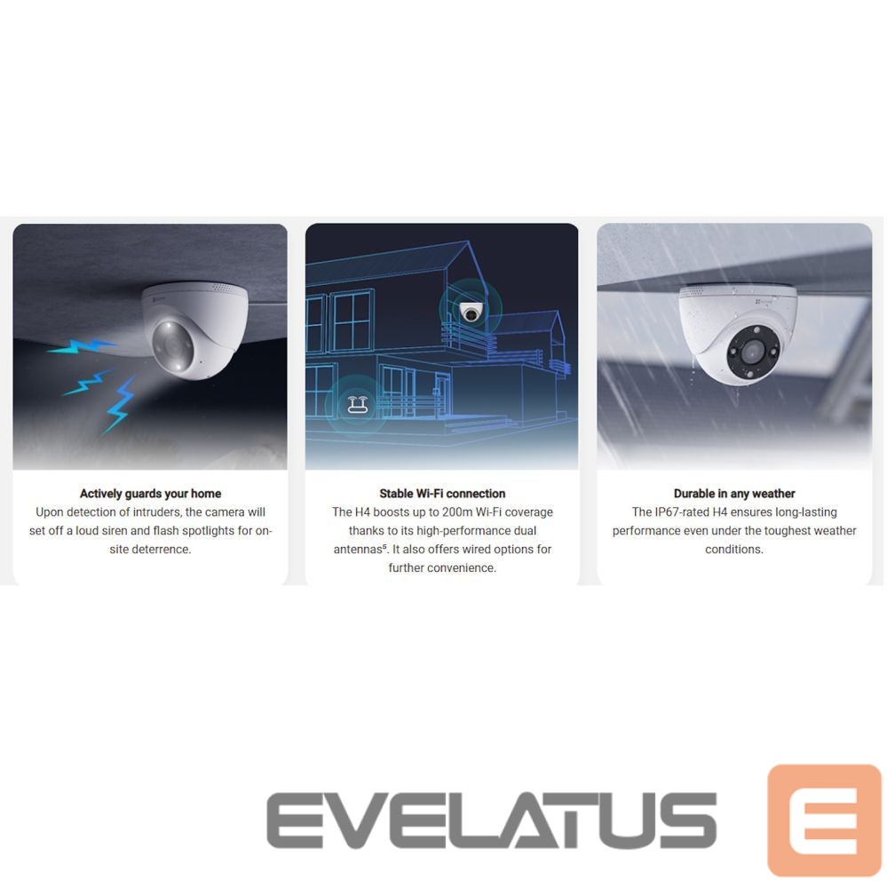 IP kameras EZVIZ Ezviz H4 CS-H4 3MP 2K Outdoor IP67 Smart Home security camera MicroSD / Night vision White