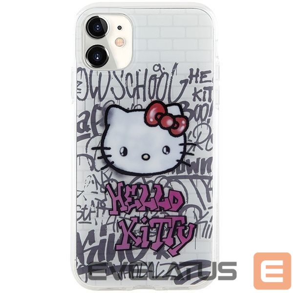 Aizmugurējais vāciņš Hello Kitty Hello Kitty IML Kitty On Bricks Graffiti case for iPhone 11 / Xr - white