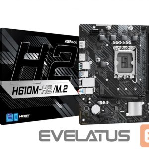 Pamatplate Intel procesorsiem Asrock  Mainboard||Intel H610|LGA1700|Micro-ATX|Memory DDR4|Memory slots 2|1xPCI-Express 3.0 1x|1xPCI-Express 4.0 16x|1xM.2|2xHDMI|4xUSB 2.0|2xUSB 3.2|1xPS/2|1xRJ45|3xAudio port|H610M-H2/M.2 
