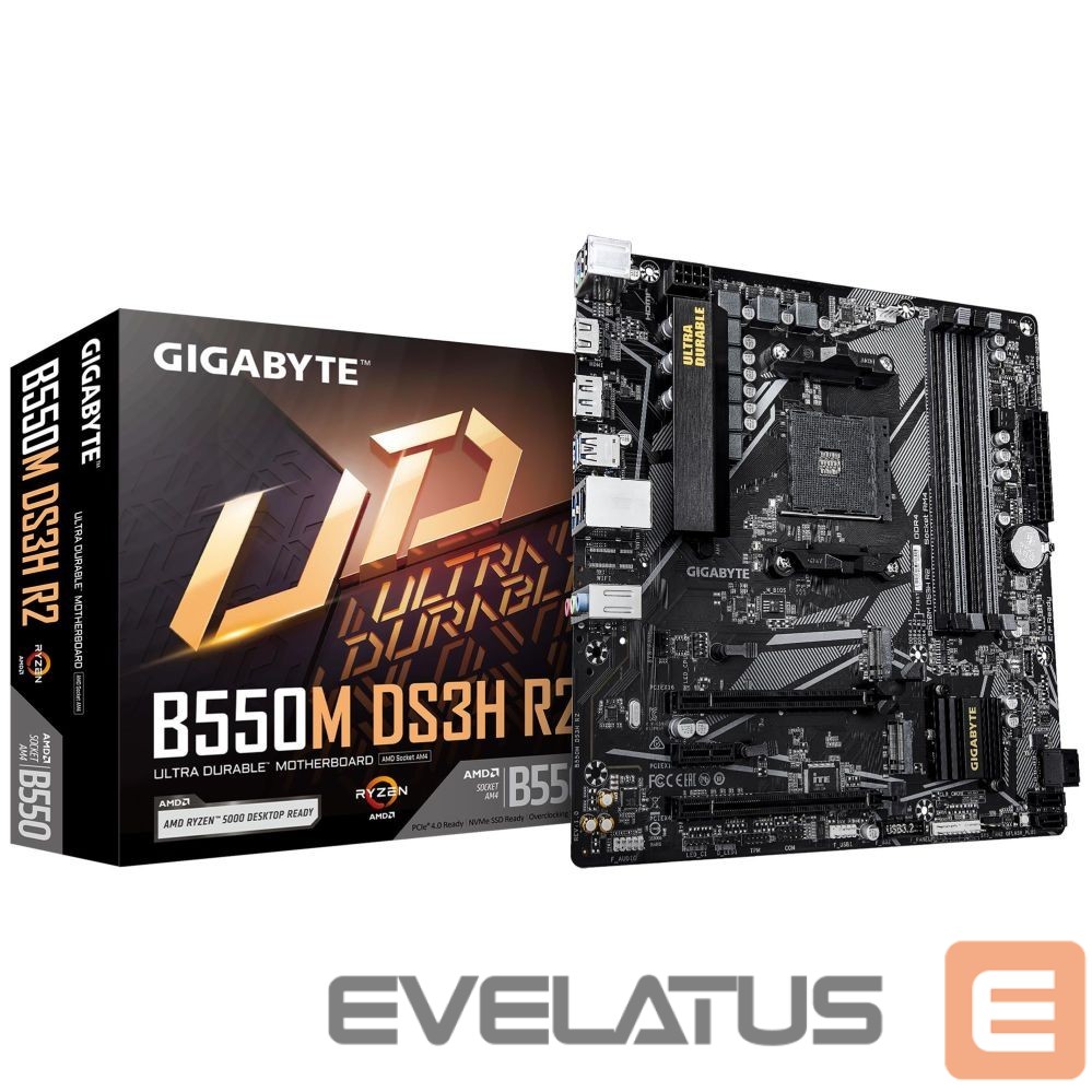 Pamatplate AMD procesorsiem Gigabyte Mainboard||AMD B550|SAM4|Micro-ATX|Memory DDR4|Memory slots 4|B550MDS3HR2