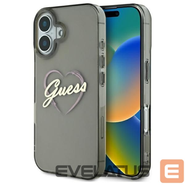 Cits mobilo telefonu aksesuārs Guess Guess IML Heart iPhone 16 Case - Black