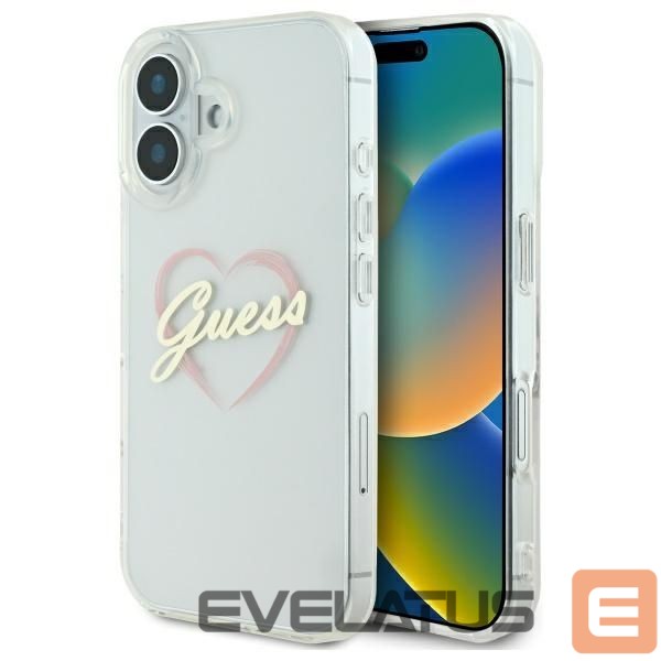 Cits mobilo telefonu aksesuārs Guess Guess IML Heart iPhone 16 Case - Transparent