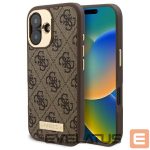 Cits mobilo telefonu aksesuārs Guess  Guess 4G Logo Plate MagSafe iPhone 16 Case - Brown 