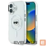 Cits mobilo telefonu aksesuārs Karl Lagerfeld  Karl Lagerfeld IML Metal Karl Head MagSafe Case for iPhone 16 Plus - White 