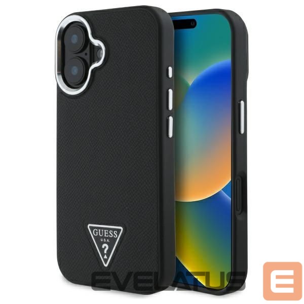 Cits mobilo telefonu aksesuārs Guess Guess Grained Triangle MagSafe case for iPhone 16 - black