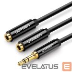 Kabelis Ugreen  cable 3.5 mm headphone splitter mini jack AUX 25cm black (20816) Black