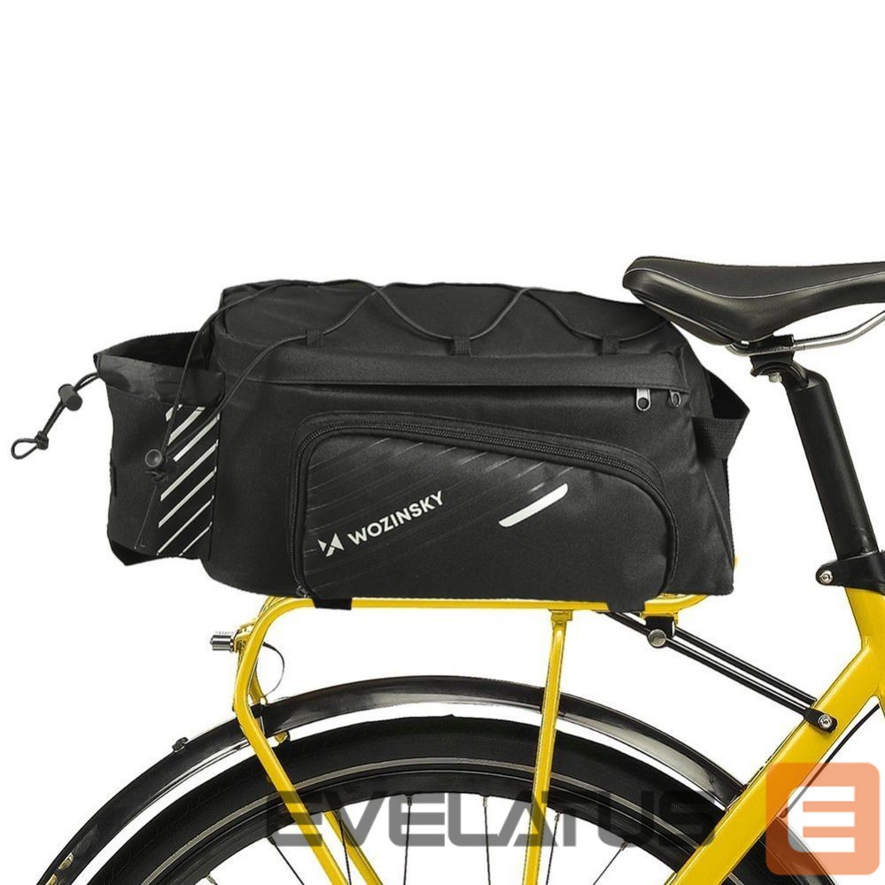 Piederums velosipēdiem Wozinsky Wozinsky Bike Pannier Rack Bag with Shoulder Strap 9L (Rain Cover Included) Black (WBB22BK)