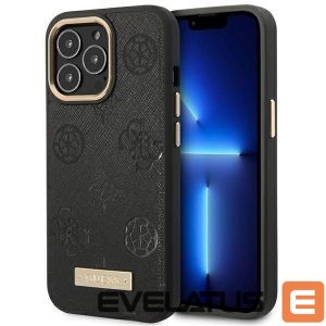 Aizmugurējais vāciņš Guess  Guess GUHMP14LSAPSTK iPhone 14 Pro 6.1" black/black hardcase Peony Logo Plate MagSafe 