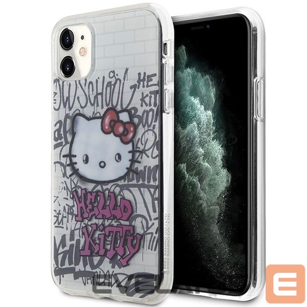 Aizmugurējais vāciņš Hello Kitty Hello Kitty IML Kitty On Bricks Graffiti case for iPhone 11 / Xr - white