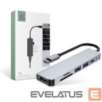 Cita datorprece Tech-Protect  HUB Tech-Protect V4 6in1 USB-C - USB-A 3.0 / USB-A 2.0 / USB-C / HDMI / micro SD / TF / SD card reader - gray 