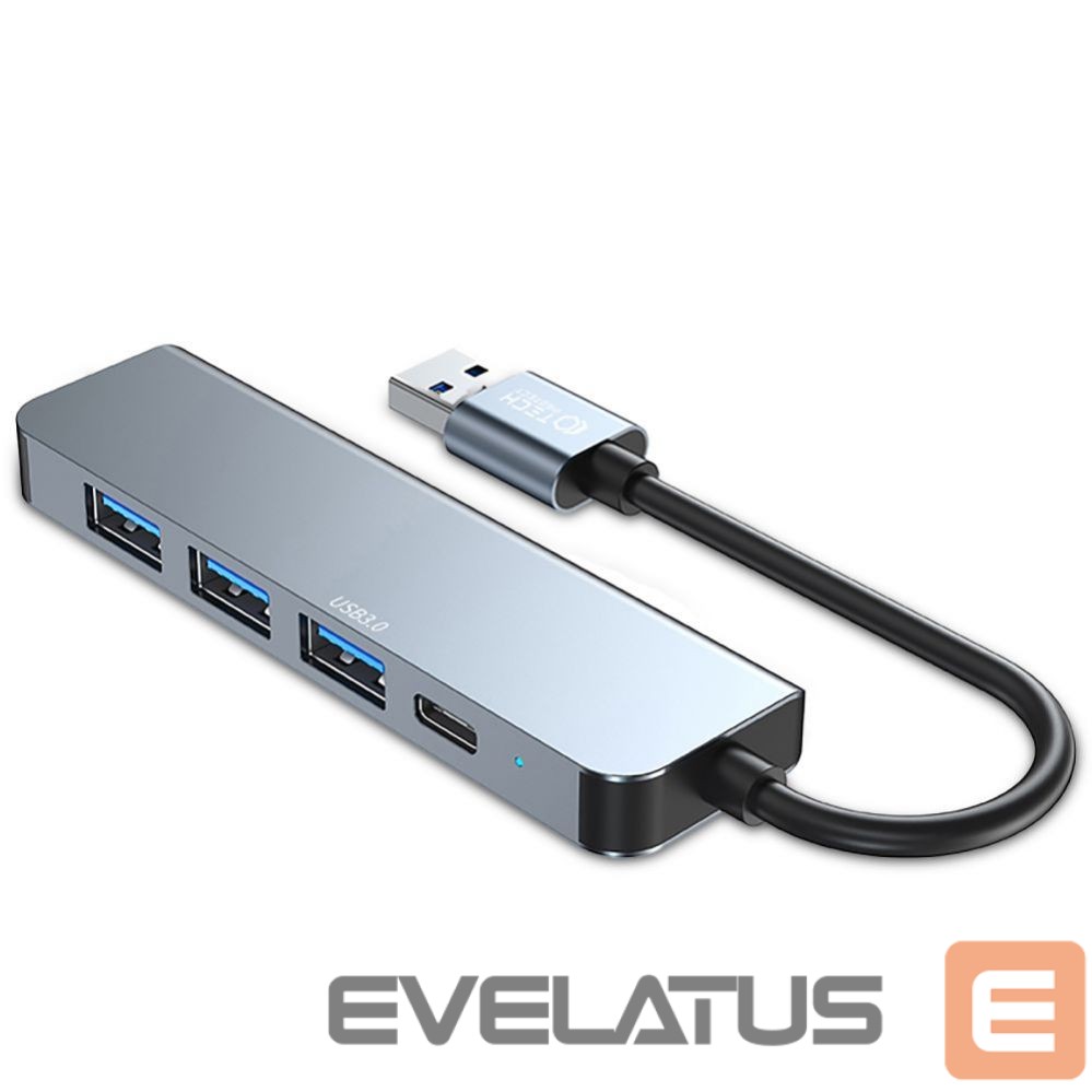 Cita datorprece Tech-Protect HUB Tech-Protect V0 5in1 USB-A - USB-A 3.0 / 3x USB-A 2.0 / USB-C - gray