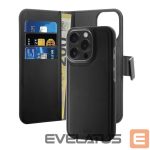 Aizmugurējais vāciņš Puro  Puro Wallet Detachable MagSafe 2in1 PU Leather Case with Flap and Wallet for iPhone 16 Pro - Black 