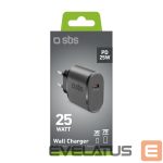 Adapteris SBS  SBS TETR1CPD25 25W USB-C Wall Charger with Power Delivery - Black 