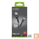 Kabelis SBS  SBS TECABLETC220K USB-A - USB-C Cable 2 m - Black 