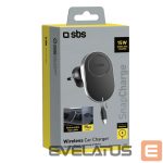 Dokstacija SBS  SBS TESUPP15WRETRACABL Wireless Charger Smartphone Holder with Retractable Cable Compatible with MagSafe - Black 
