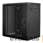 Serveri Lanberg  Rack cabinet 19" wall-mount 12U/600x450 (flat pack) with glass door V2, black | 