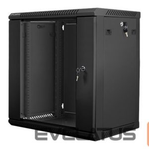 Serveri Lanberg  Rack cabinet 19" wall-mount 12U/600x450 (flat pack) with glass door V2, black | 