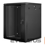 Serveri Lanberg  Rack cabinet 19" wall-mount 15U/600x600 (flat pack) with glass door V2, black | 