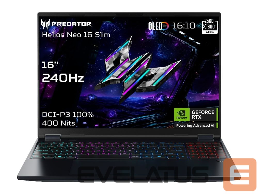 Portatīvais dators Acer Predator Helios Neo 16S AI OLED PHN16S-71-96S5 16" FHD i9-275HX/32GB/1000GB/NVIDIA GF RTX 5070 Ti/Win11/ENG kbd/Black/2Y Warranty