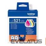 Aksesuāri un izejmateriāli Brother  LC521VAL Inkjet Cartridge Value Pack C/M/Y/K | 