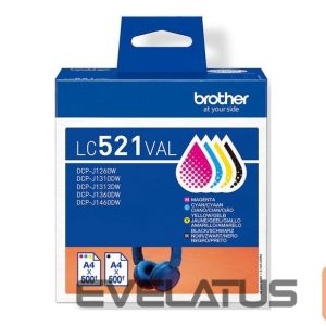 Aksesuāri un izejmateriāli Brother  LC521VAL Inkjet Cartridge Value Pack C/M/Y/K | 