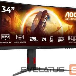 Monitors AOC  CU34G4 | 34 " | Fast VA | UWQHD | 21:9 | 180 Hz | 1 ms | 3440 x 1440 pixels | 300 cd/m² | HDMI ports quantity 2 | Black 