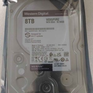 Cietais disks HDD Western Digital  SALE OUT.  Purple Surveillance Hard Drive 8TB 256MB SATA |  Surveillance Hard Drive | Purple Surveillance WD85PURZ | 5640 RPM | 8000 GB | REFURBISHED 