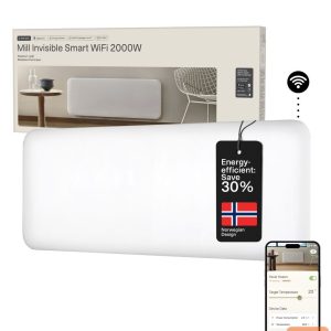 Radiators Mill  Invisible Smart WiFi Heater | PA2000WIFI4 | Panel Heater | 2000 W | Suitable for rooms up to 24-28 m² | White | IPX4 