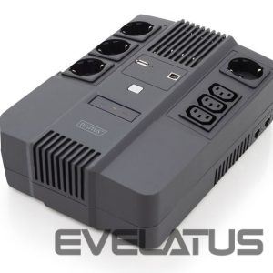 Serveri Digitus  All-in-One UPS, 800VA/480W, LED 12V/9Ah x1, 4x CEE 7/7,3x IEC C13, USB, RJ45 