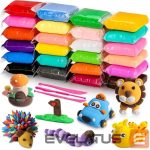 Rotaļlietas  Kiddyz  24pcs Modelling Clay Set Soft Air-Dry & Non-Toxic Creative DIY Toy Multicolor 