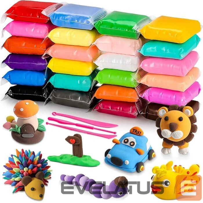 игрушки Kiddyz 24pcs Modelling Clay Set Soft Air-Dry & Non-Toxic Creative DIY Toy Multicolor