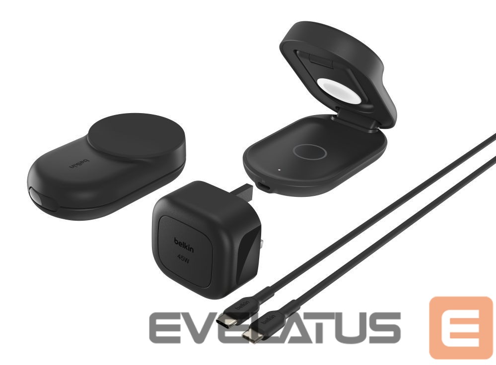 Bezvadu lādētājs Belkin UltraCharge 25w Qi2 3in1 Magnetic Charger Black