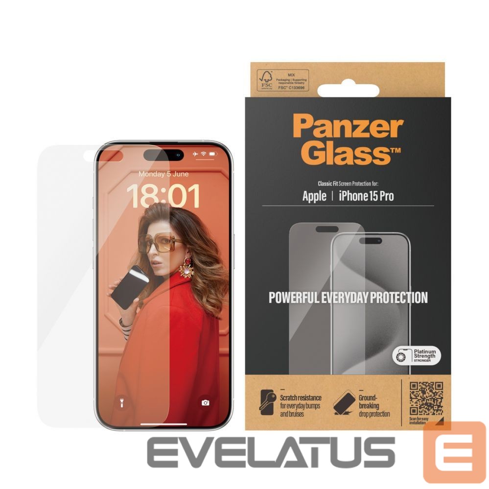 Aizmugurējais vāciņš PanzerGlass Screen Protector iPhone 2023 6.1 Pro | Classic Fit
