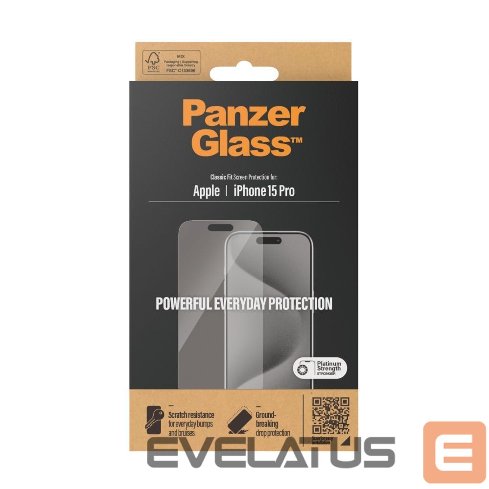 Aizmugurējais vāciņš PanzerGlass Screen Protector iPhone 2023 6.1 Pro | Classic Fit
