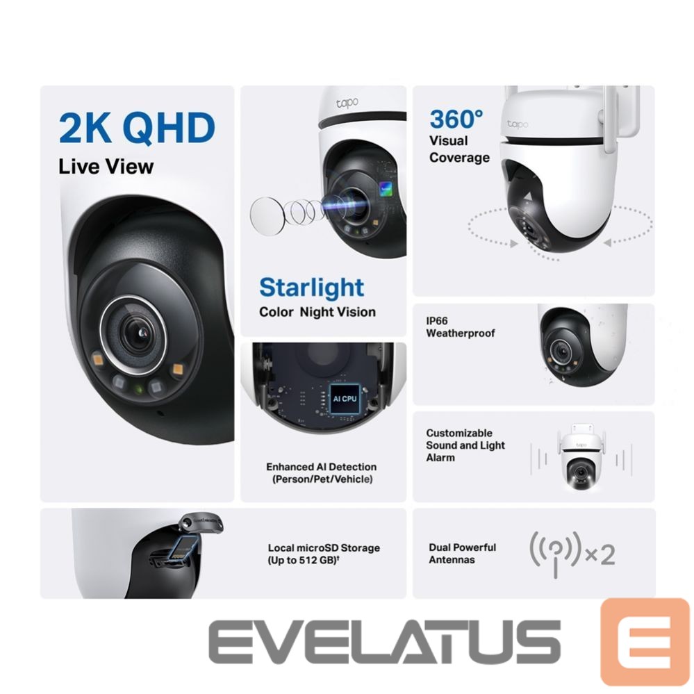 Digitālā spoguļkamera TP-Link WRL CAMERA 1080P PAN/TILT/TAPO C520WS