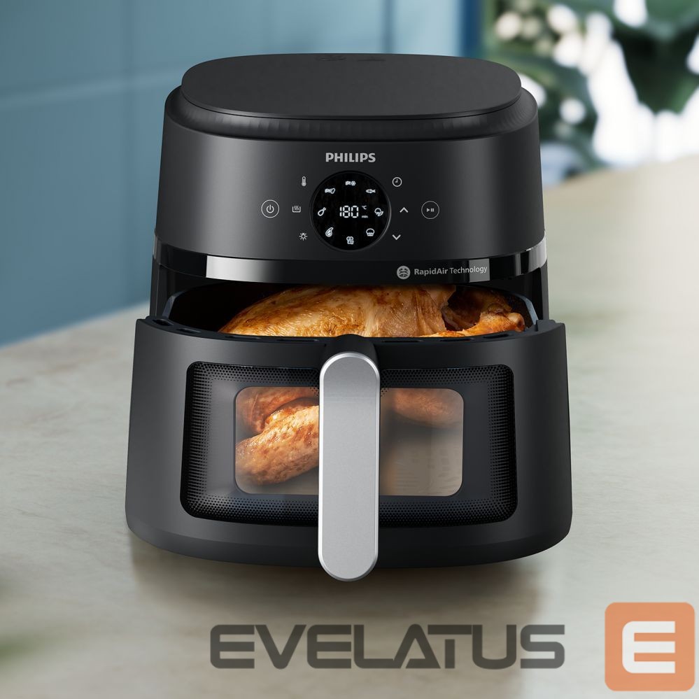 Galda grils Philips NA231/00 Airfryer, 1700 W, Pan volume 6.2 L, Black, Silver | Airfryer | NA231/00 | Power 1700 W | Capacity 6.2 L | Black/Silver