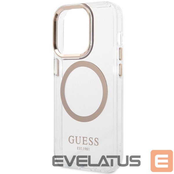 Citas preces Guess Guess Metal Outline Magsafe case for iPhone 15 / 14 / 13 - gold
