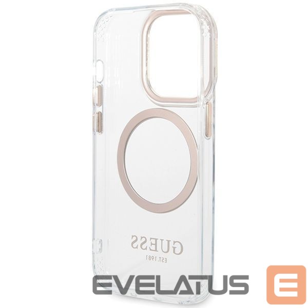 Citas preces Guess Guess Metal Outline Magsafe case for iPhone 15 / 14 / 13 - gold